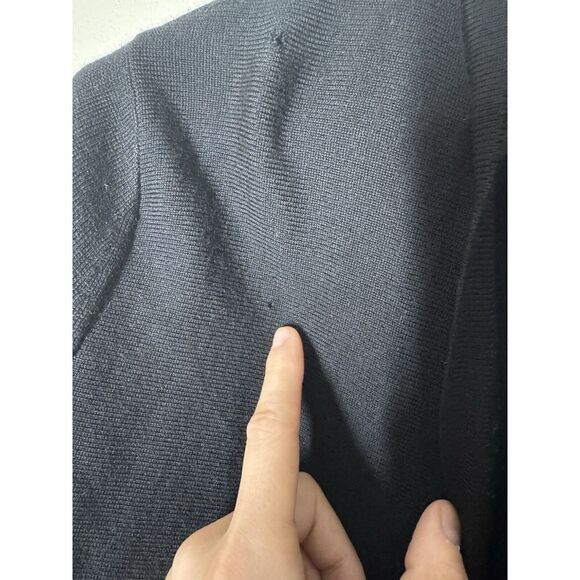 Lord & Taylor 100% Merino Wool Black Open Front Long Cardigan Sweater M Medium - Picture 7 of 8